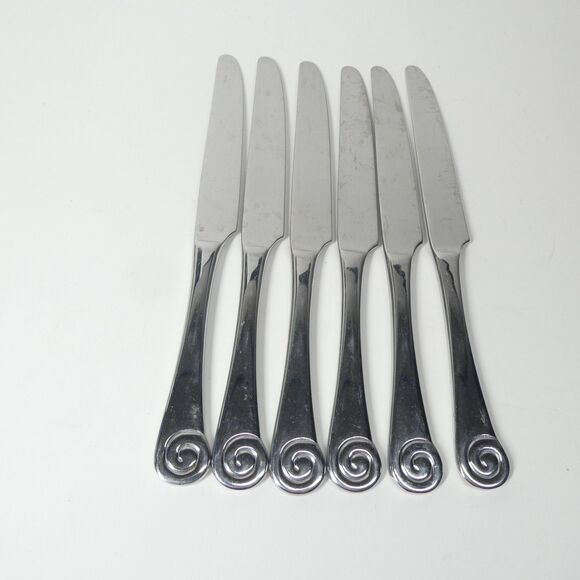 Robert Welch Ammonite 6 Knives Stainless Flatware Lot Helmick - Picture 1 of 7
